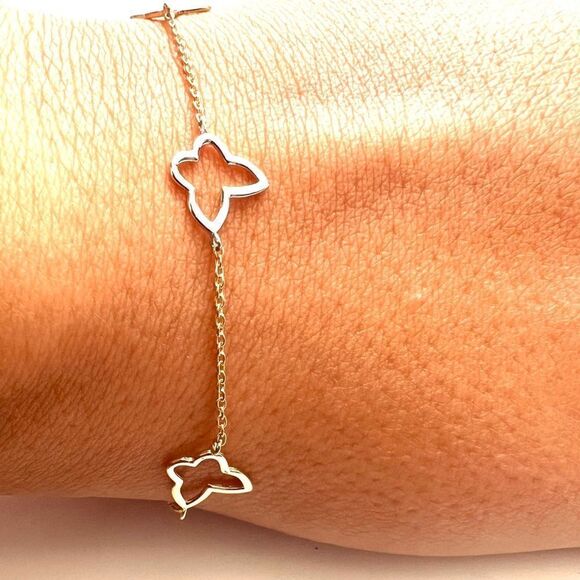 14k real gold butterfly bracelet dainty trendy | Gift for Girlfriend | Trendy | - Picture 10 of 11